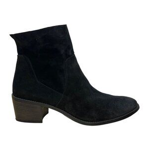 Paul Green Women’s Black Suede Nicole Block Heel Side Zip Ankle Boots Size 10 US
